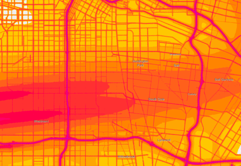 South L.A. noise pollution heat map